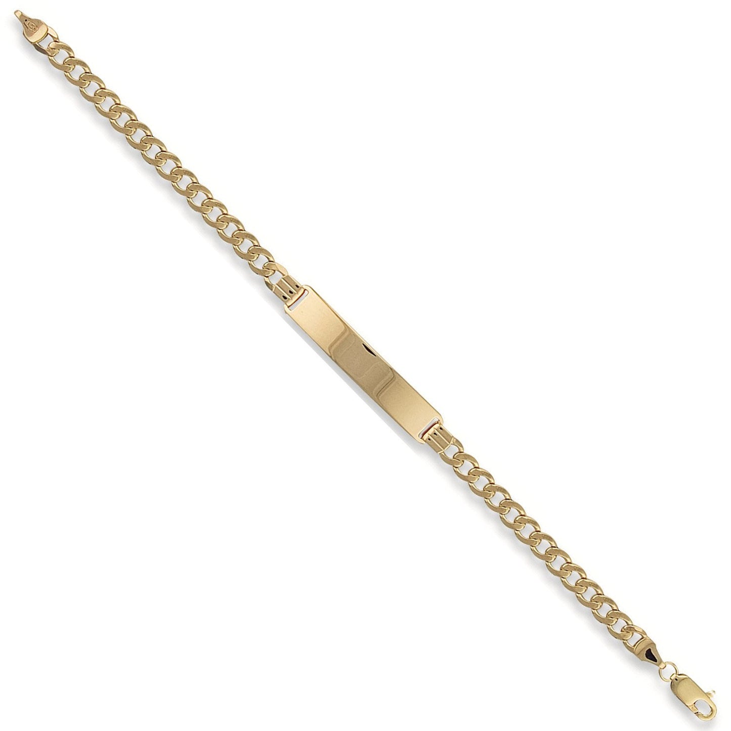 Yellow Gold Curb Id Ladies Bracelet
