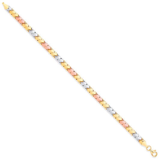 W, R & Yellow Gold Double Kisses Ladies Bracelet