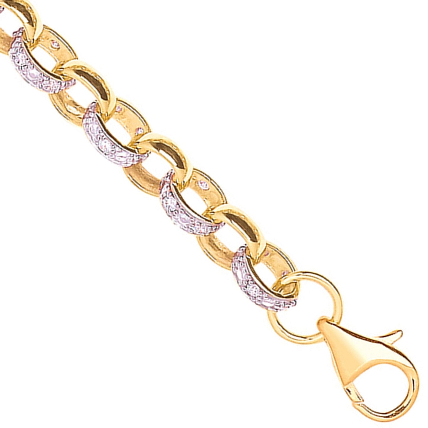 Yellow Gold 8.0mm Plain &  Cubic Zirconia Belcher 8.3mm Chain