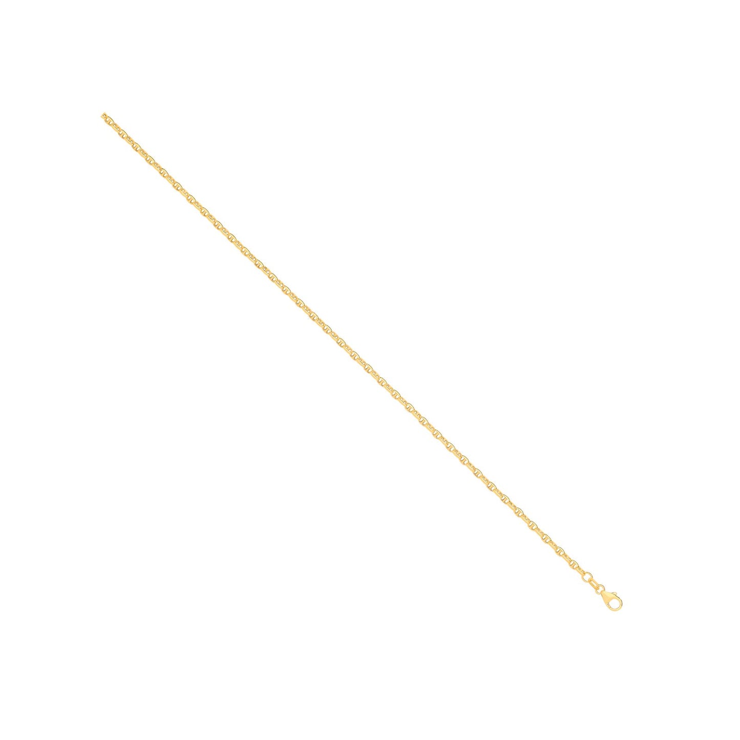 14ct Yellow Gold Hollow Oval Puff Marine 2.7mm Chain