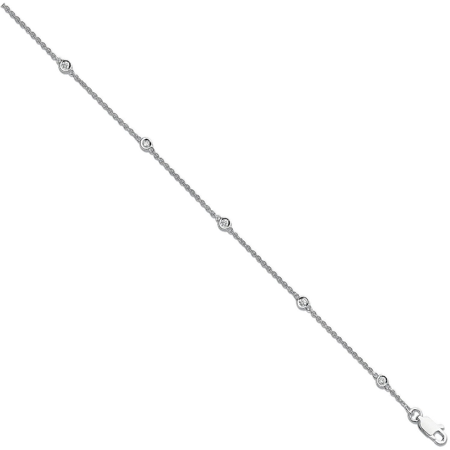 18ct White Gold 0.20ct Diamond By The Yard Rubover Bracelet