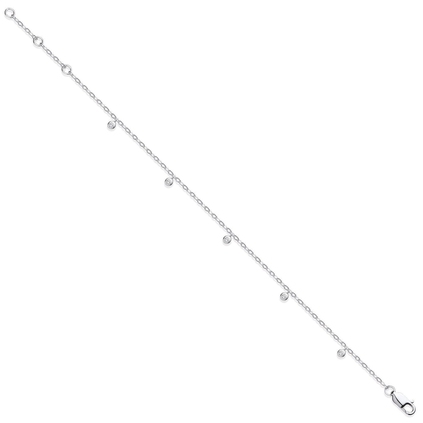 9ct White Gold Rub-over 0.10ctw Diamond Bracelet