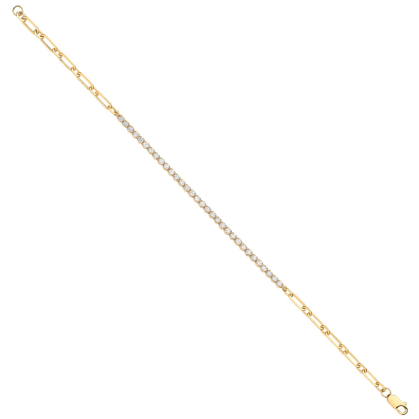 18ct Yellow Gold Half & Half Diamond Tennis Bracelet 0.80ctw