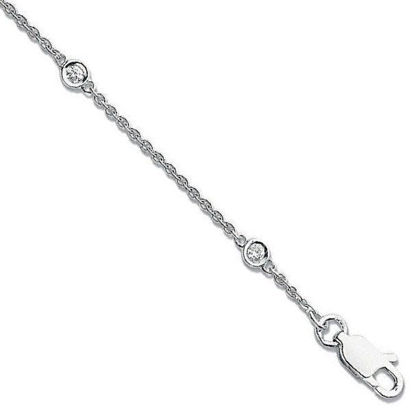 9ct White Gold Diamond By The Yard Bracelet 0.20ctw