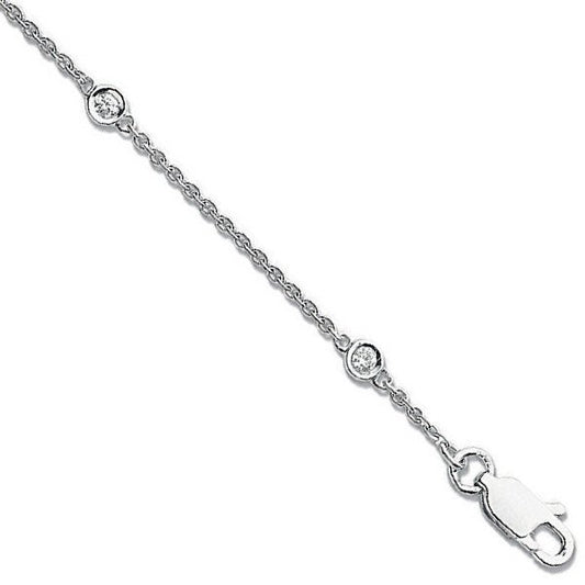 9ct White Gold Diamond By The Yard Bracelet 0.20ctw