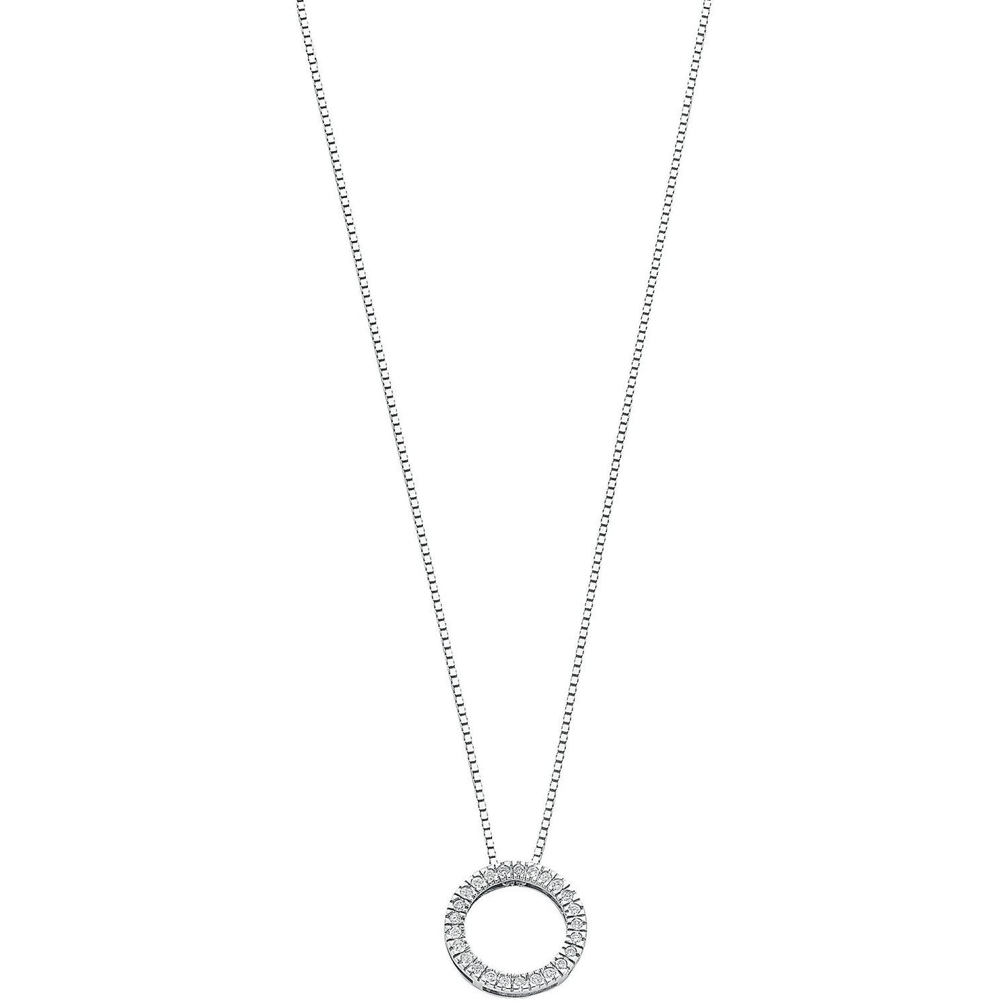 9ct White Gold 0.25ct Diamond Circle Pendant With 18in/45cm Chain