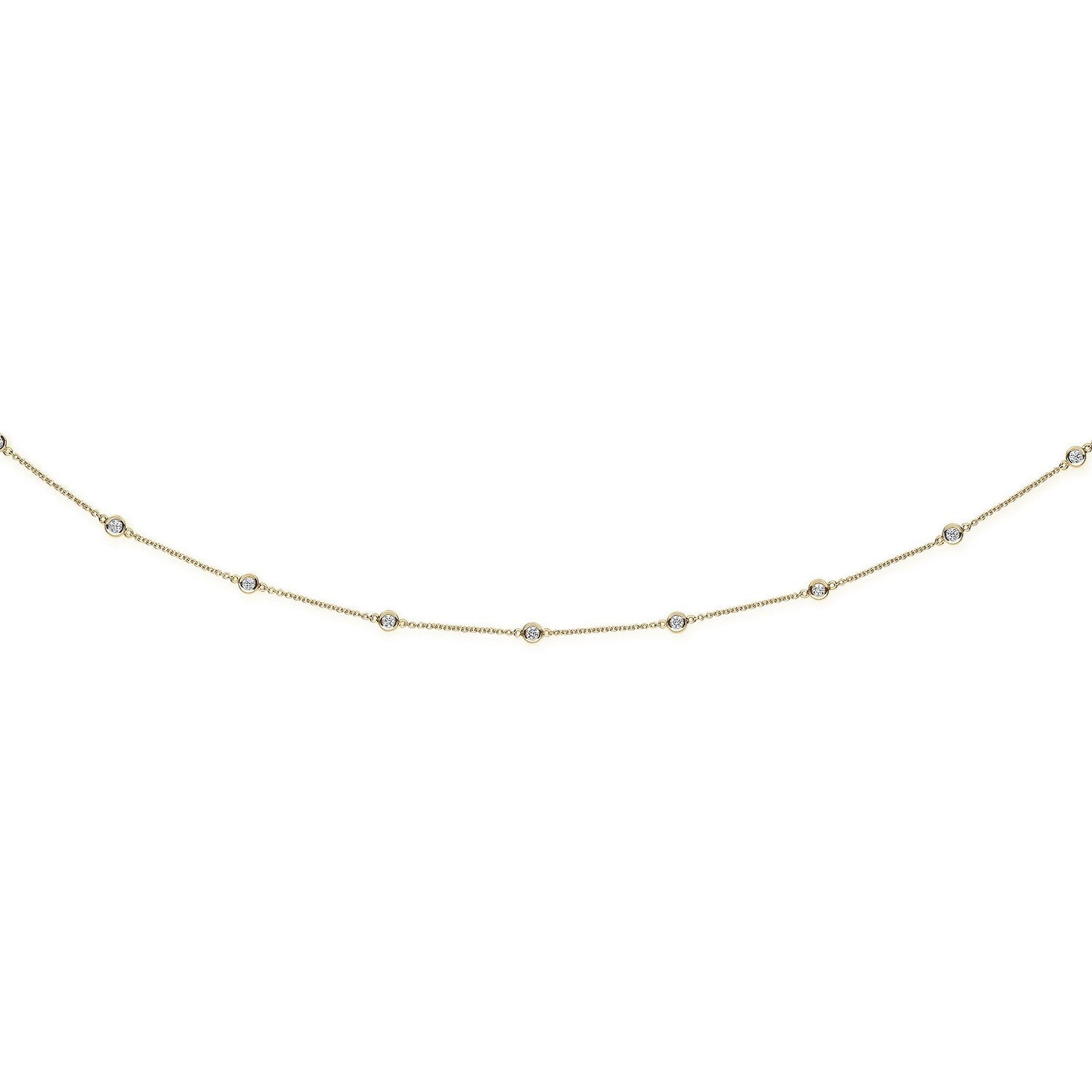 18ct Yellow Gold 1.00ct Diamond By The Yard Necklace (18in/45cm) Chain