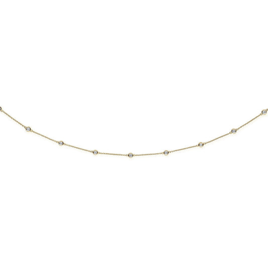 18ct Yellow Gold 1.00ct Diamond By The Yard Necklace (18in/45cm) Chain