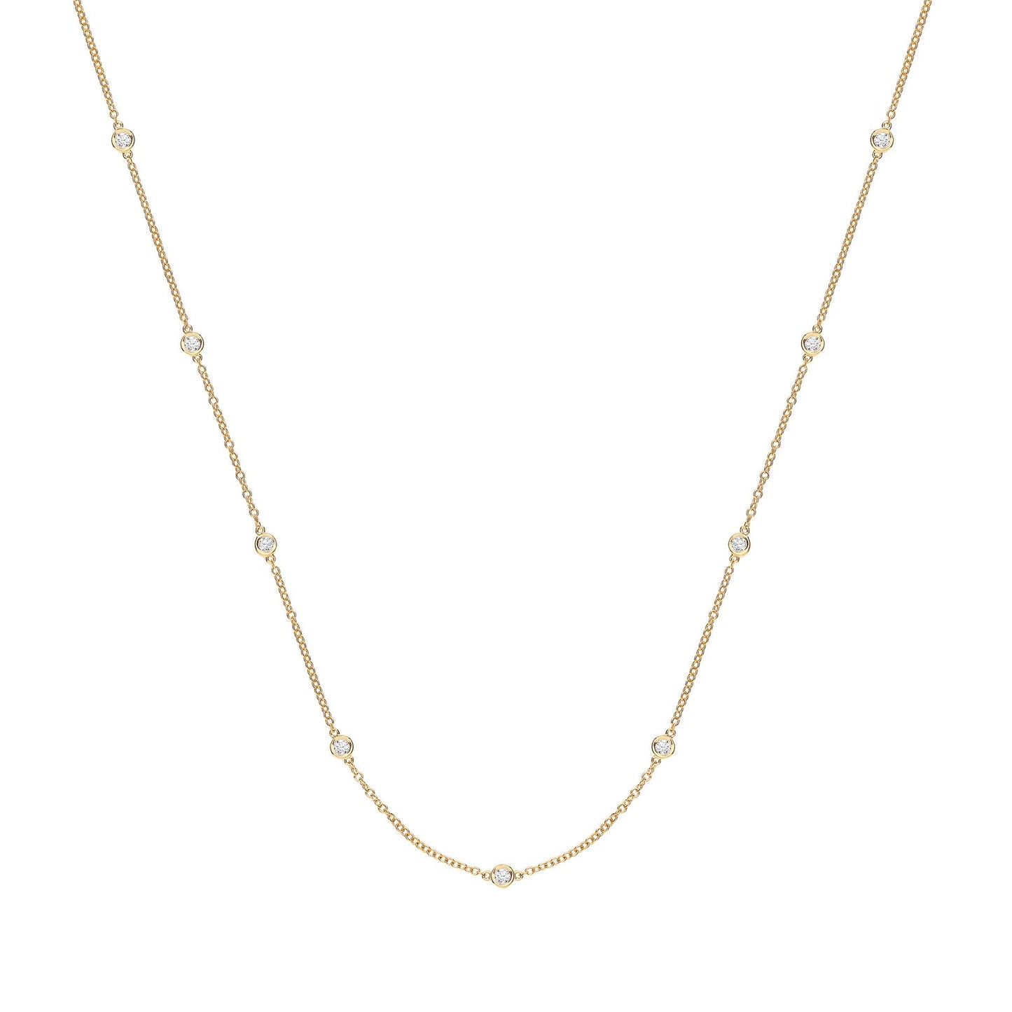 9ct Yellow Gold 0.50ct Rubover Diamond Chain (18in/45cm)