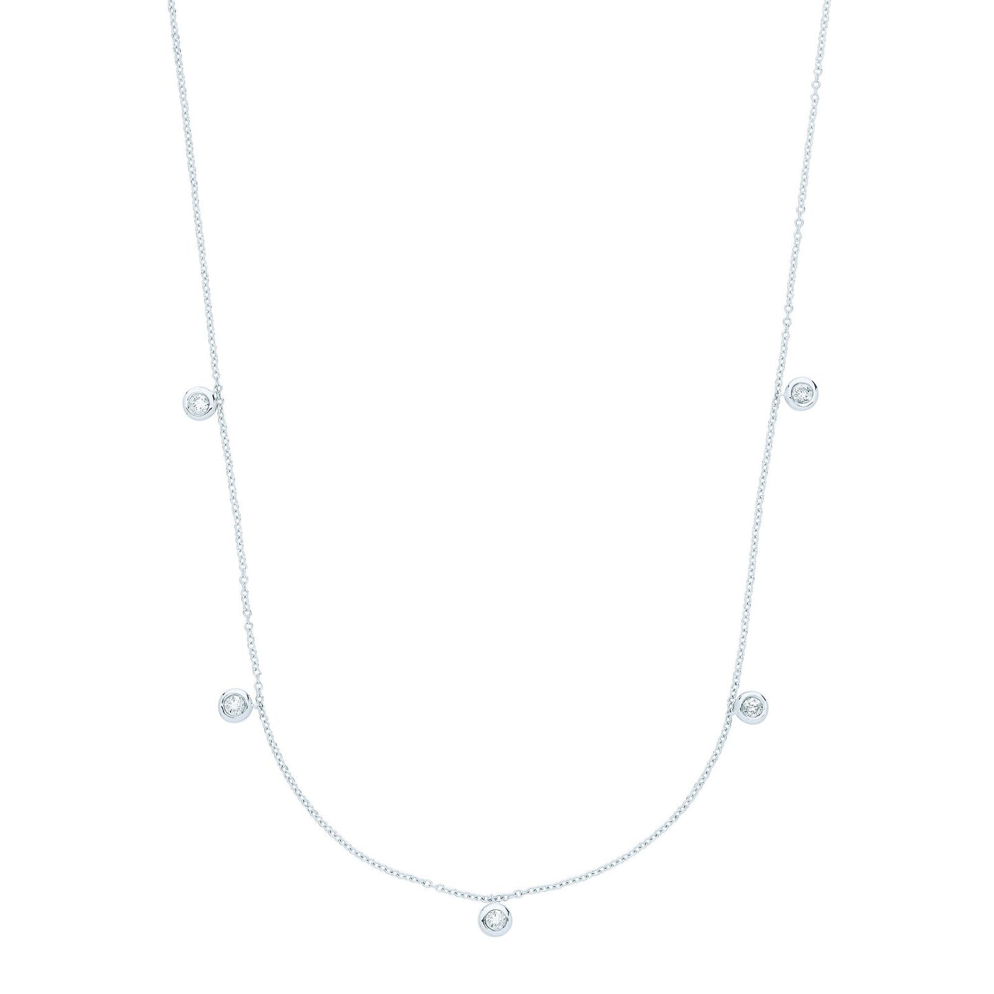 9ct White Gold Rub-over 0.25ctw Diamond (18in/45cm) Chain