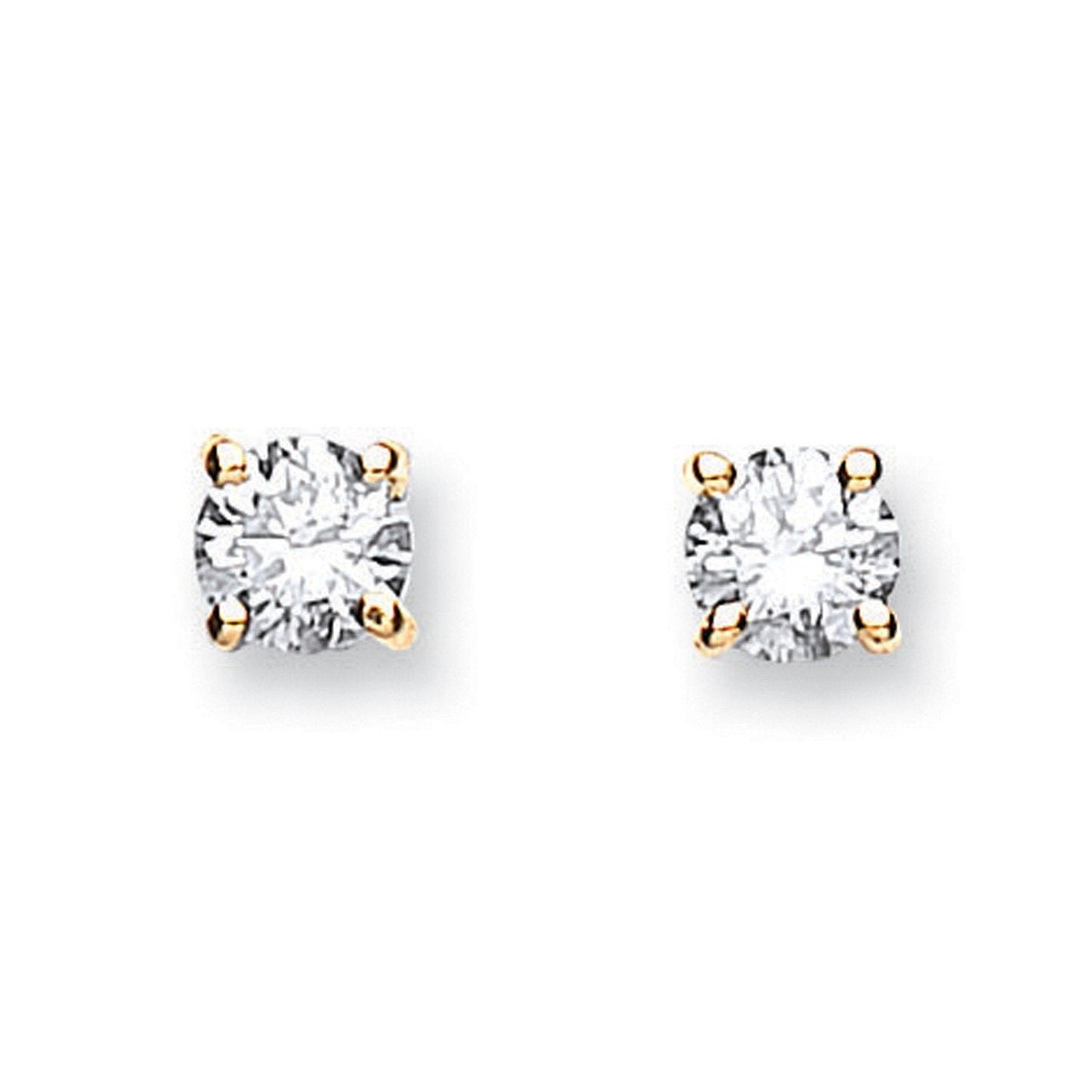 18ct Yellow Gold 0.50ct Claw Set Diamond Stud Earrings