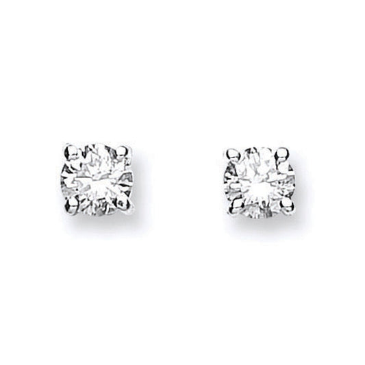 18ct White Gold 0.50ct Claw Set Diamond Stud Earrings