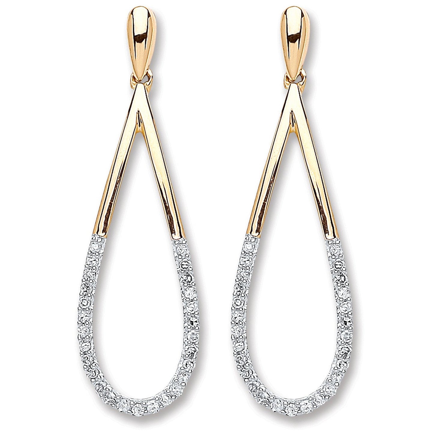 9ct Yellow Gold 0.15ct Dia Drop Earrings