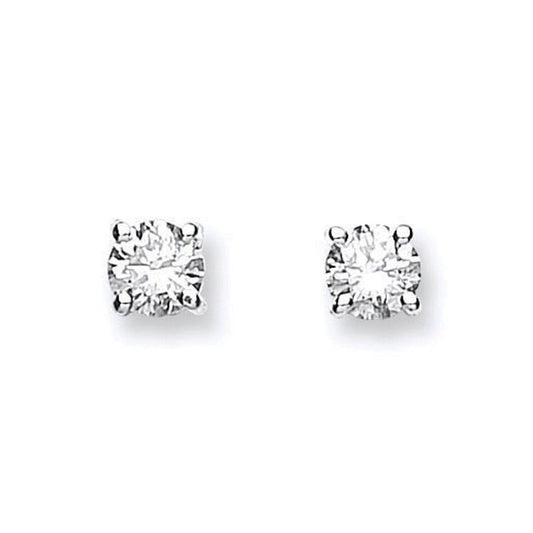 18ct White Gold 0.40ct Claw Set Diamond Stud Earrings