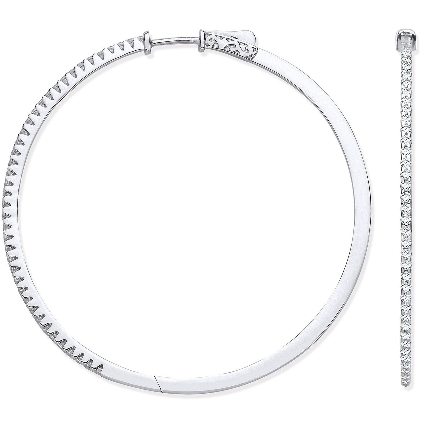 18ct White Gold 1.20ctw Claw Set Hoop Earrings