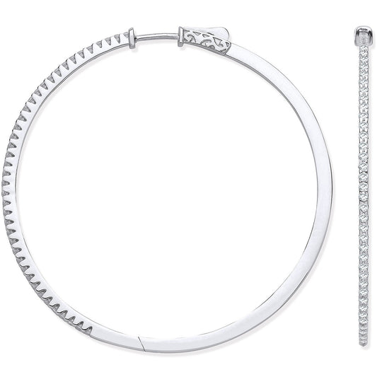 18ct White Gold 1.20ctw Claw Set Hoop Earrings