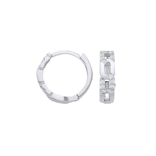 9ct White Gold 0.12ctw Diamond Huggie Earrings