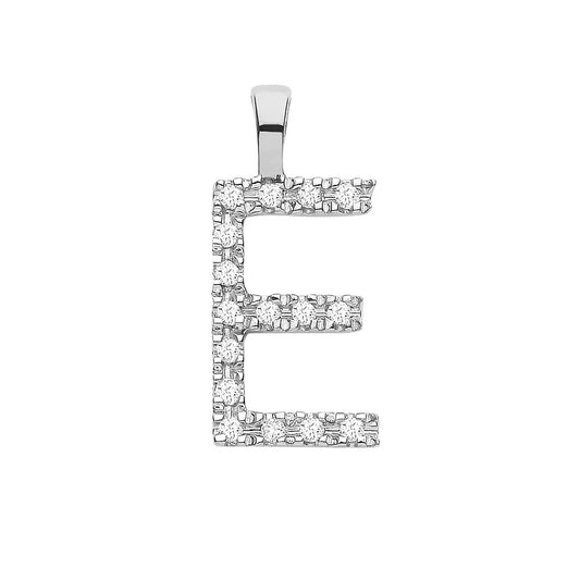 9ct White Gold 0.06ct Diamond E Initial