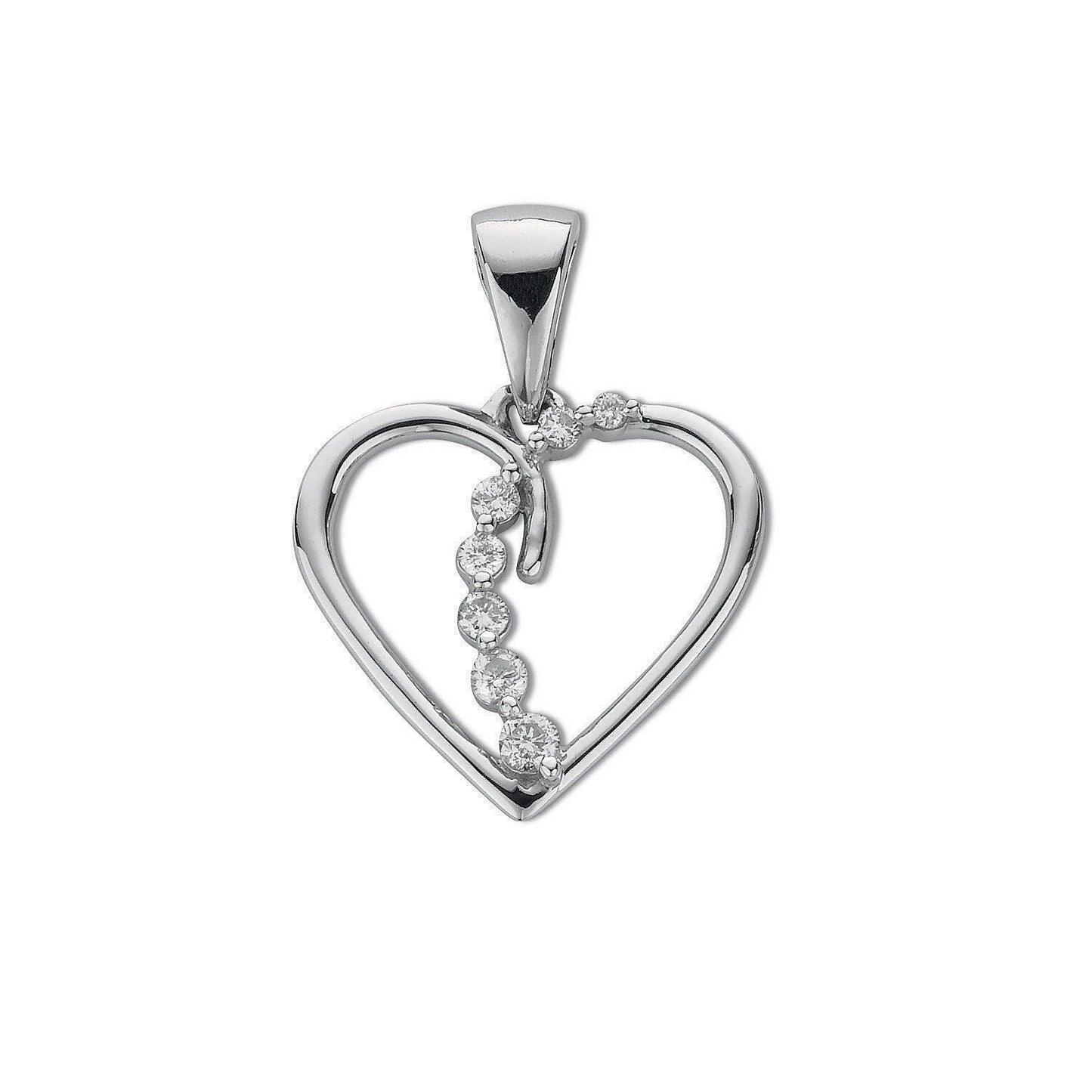 9ct White Gold 0.10ct Diamond Heart Pendant