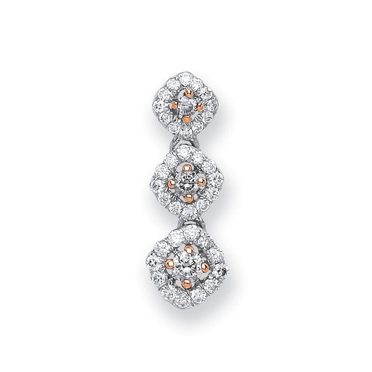 18ct White Gold 0.23ct White And Chocolate Diamond  Pendant