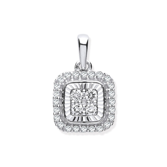9ct White Gold D/c Bezel Square 0.25ctw Diamond Pendant