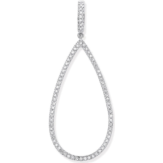 9ct White Gold 0.23ct Pear Shaped Drop Pendant