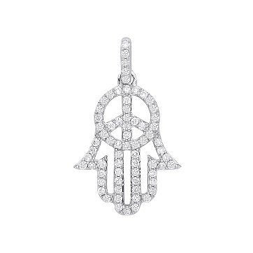 9ct White Gold 0.48ct Diamond  Hamsa Pendant