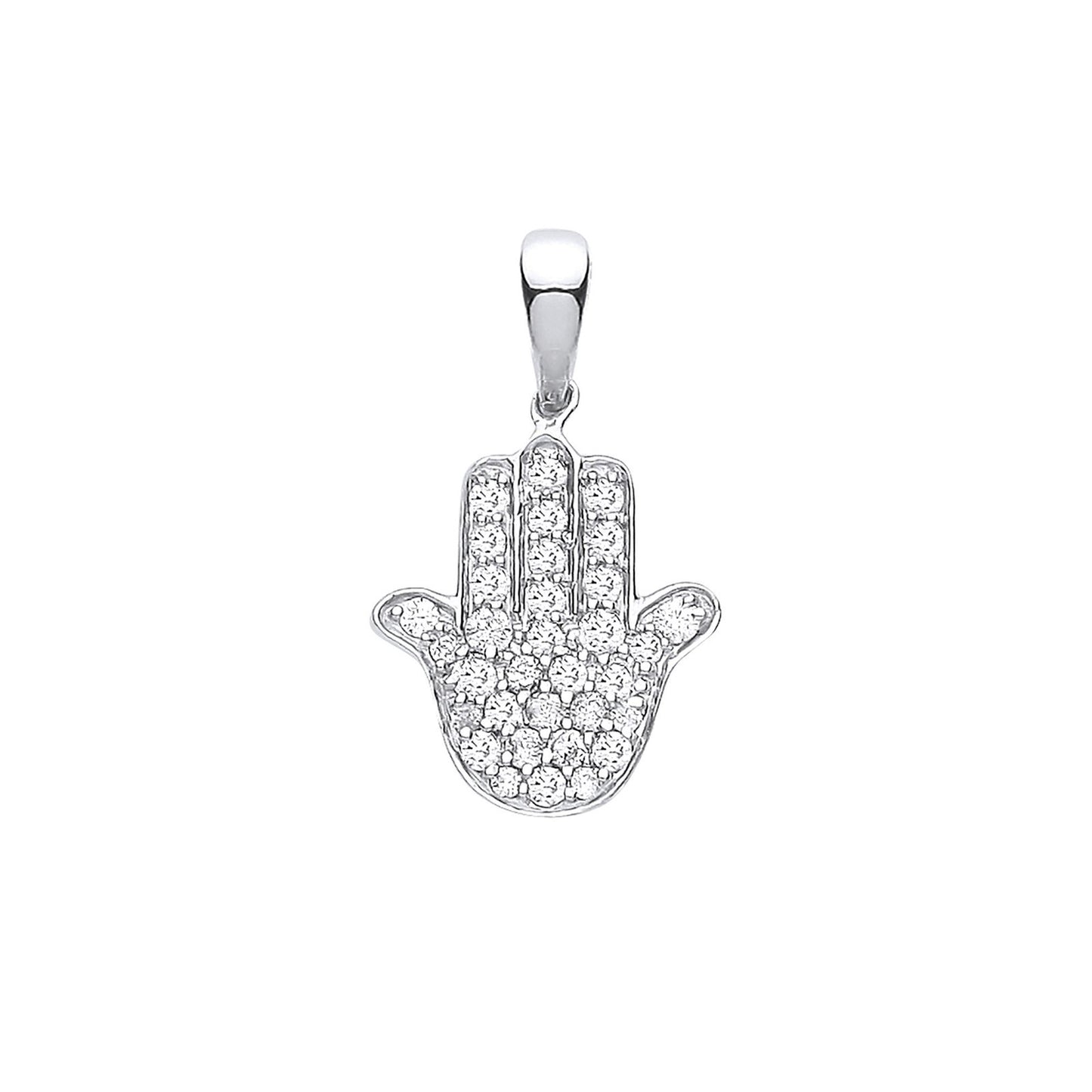9ct White Gold 0.18ct Diamonds Hamsa Pendant