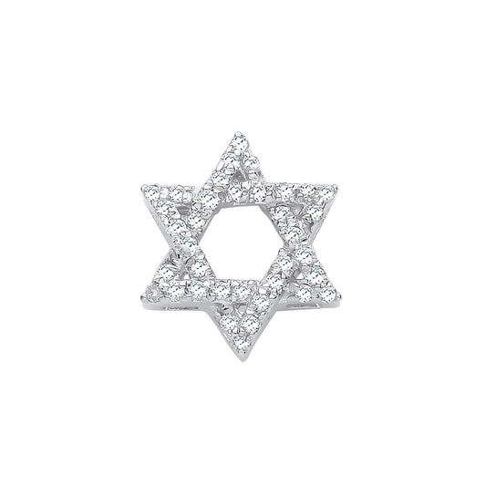 9ct White Gold 0.10ct Diamonds Star Of David Pendant
