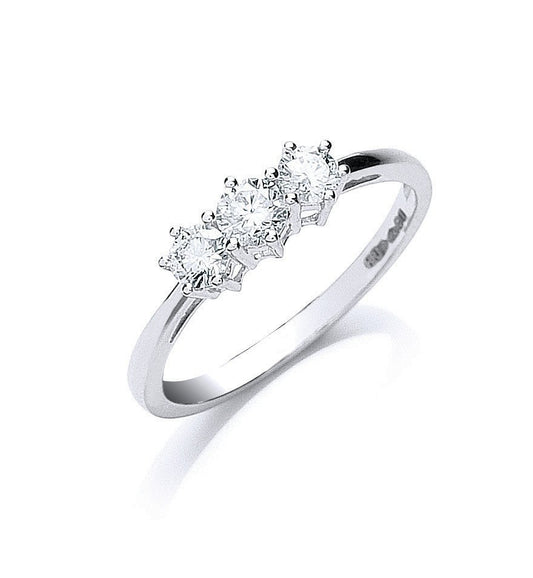 Platinum 0.50ct G/h-vs Brilliant Cut Diamond Trilogy Ring