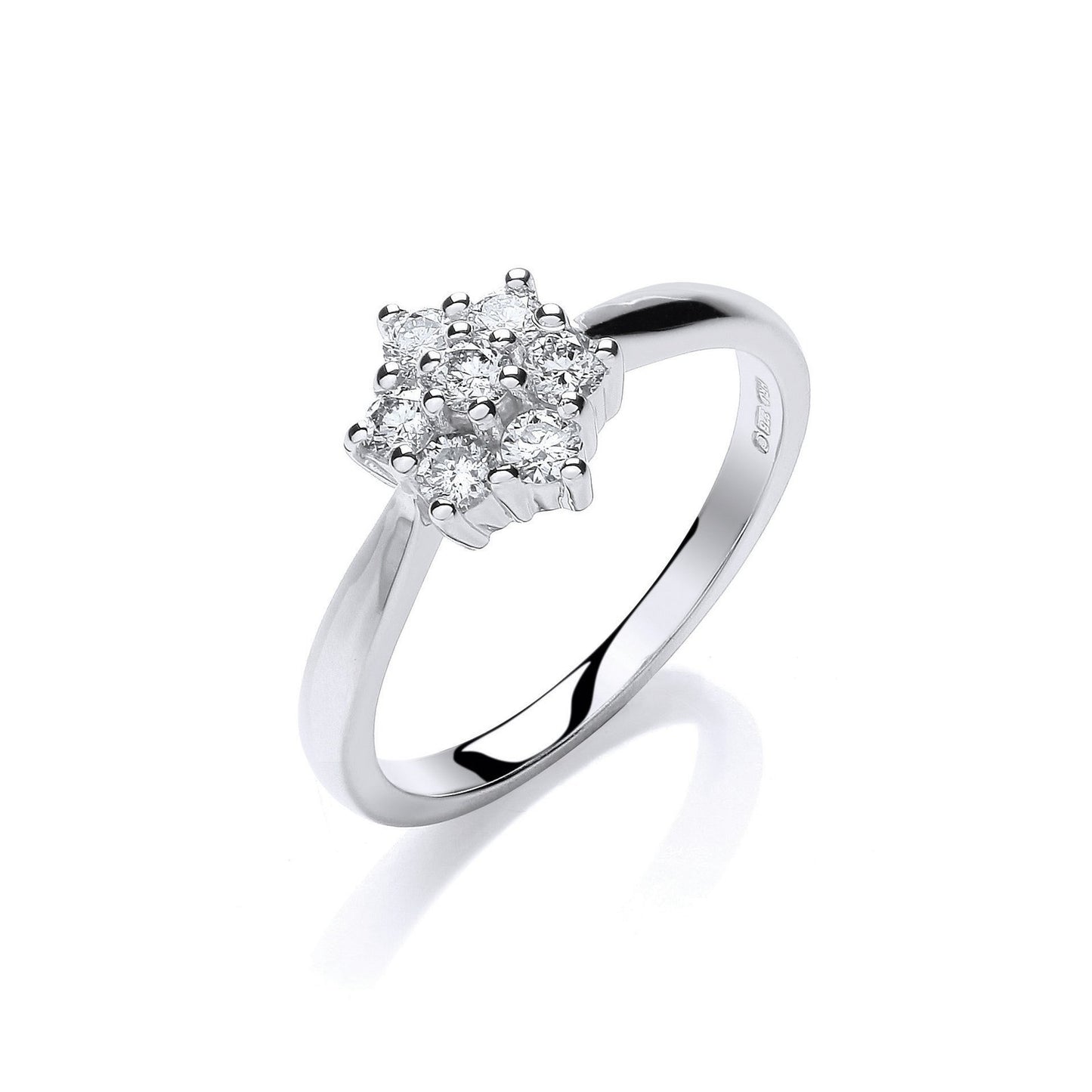 9ct White Gold 0.33ct Diamond 7st Cluster Ring