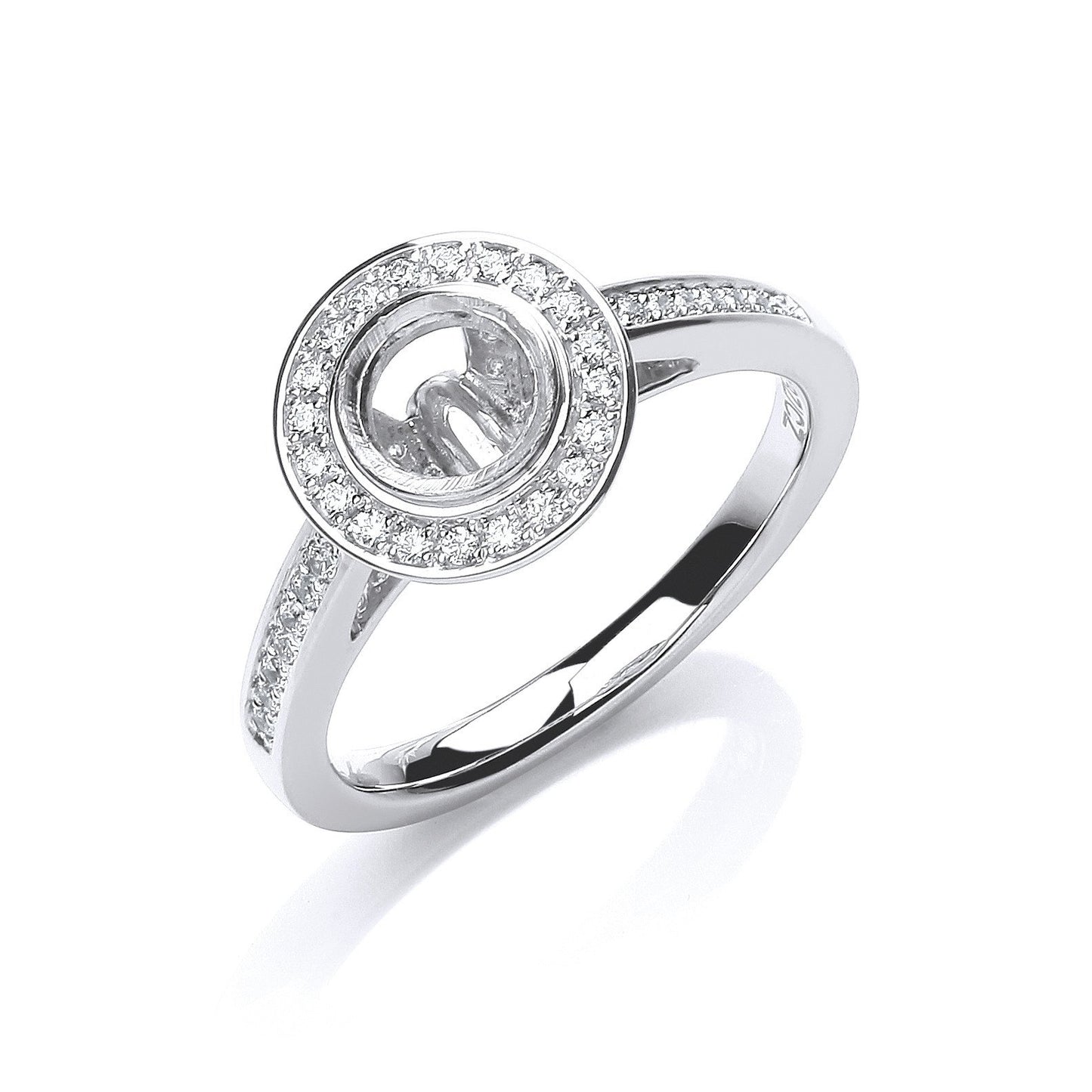 18ct White Gold 0.29ct & (0.50ct Centre) Semi-set Mount G/vs