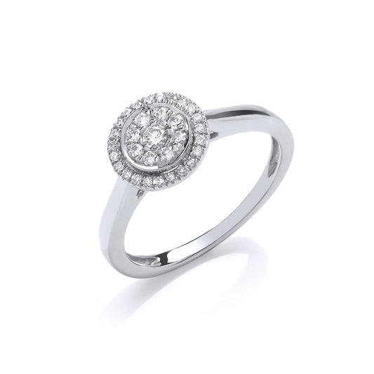 9ct White Gold Round Pave 0.25ct  Diamond Ring