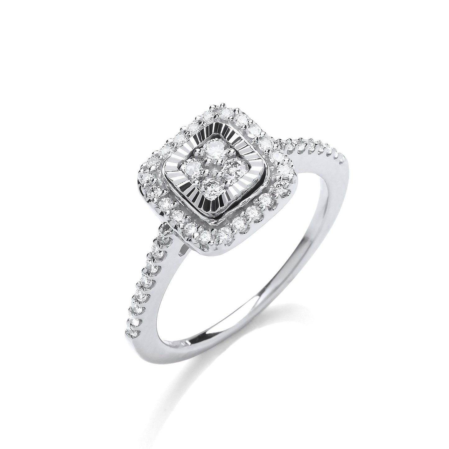 9ct White Gold 0.40ctw Diamond Cluster Ring With D/c Bezel