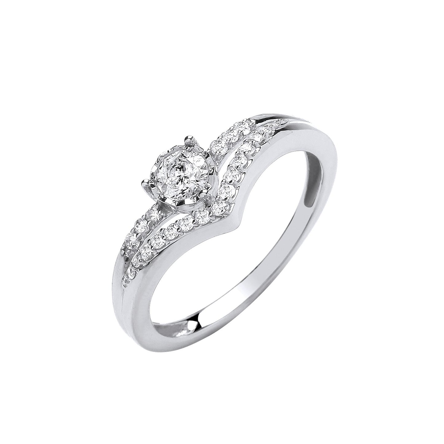 9ct White Gold 0.33ct Split Shank Engagement Ring