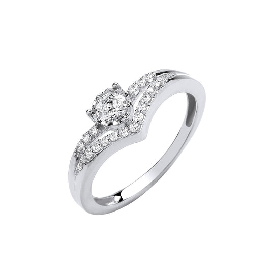 9ct White Gold 0.33ct Split Shank Engagement Ring
