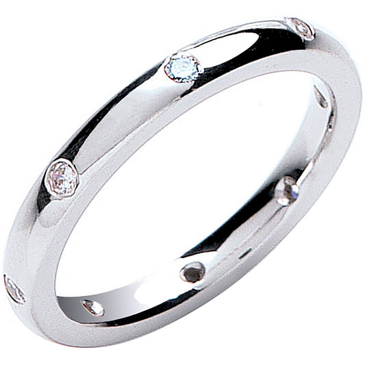 0.13ctw 8st Brilliant Cut Diamond Set 2mm Court Platinum Wedding Band