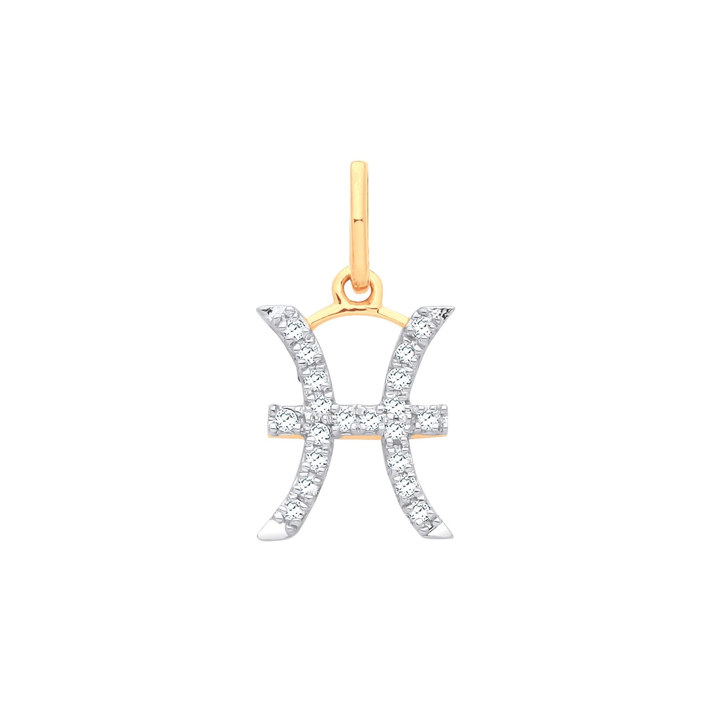 9ct Yellow Gold Pisces Zodiac 0.10ct Pendant