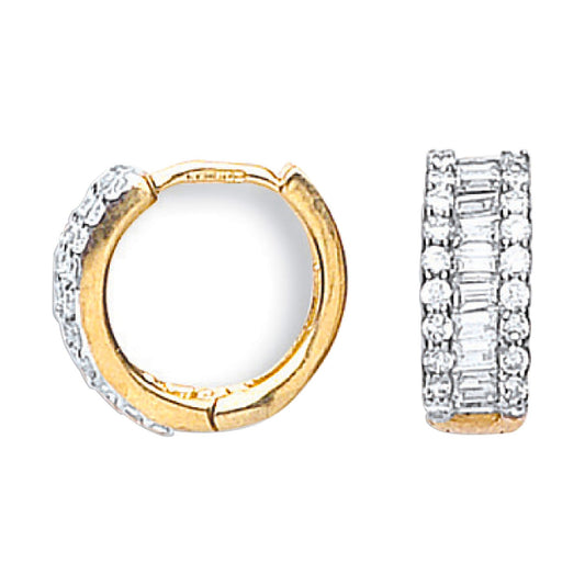 Yellow Gold 15mm Cubic Zirconia Huggies