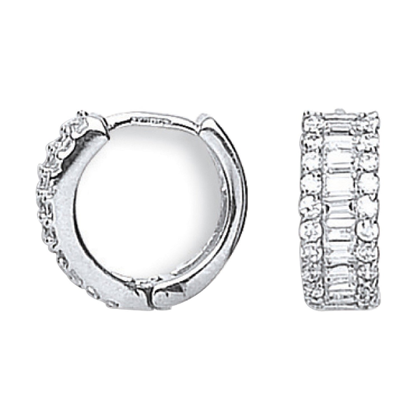 White Gold 15mm Cubic Zirconia Huggies