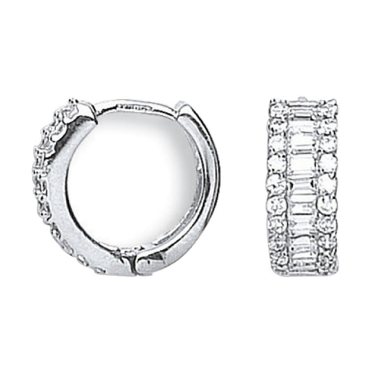 White Gold 15mm Cubic Zirconia Huggies