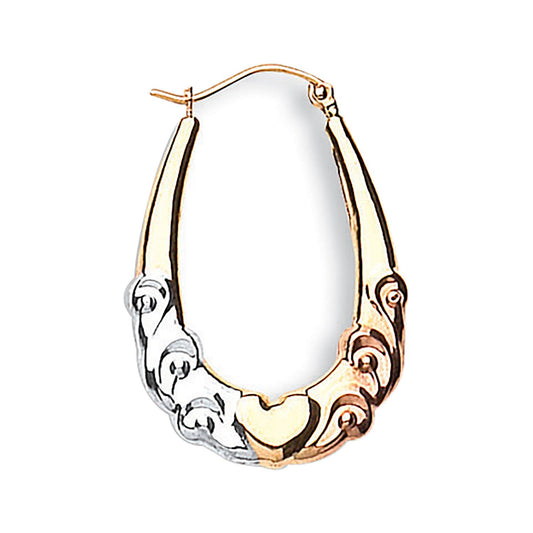 Yellow White & Rose Gold Fancy Creoles