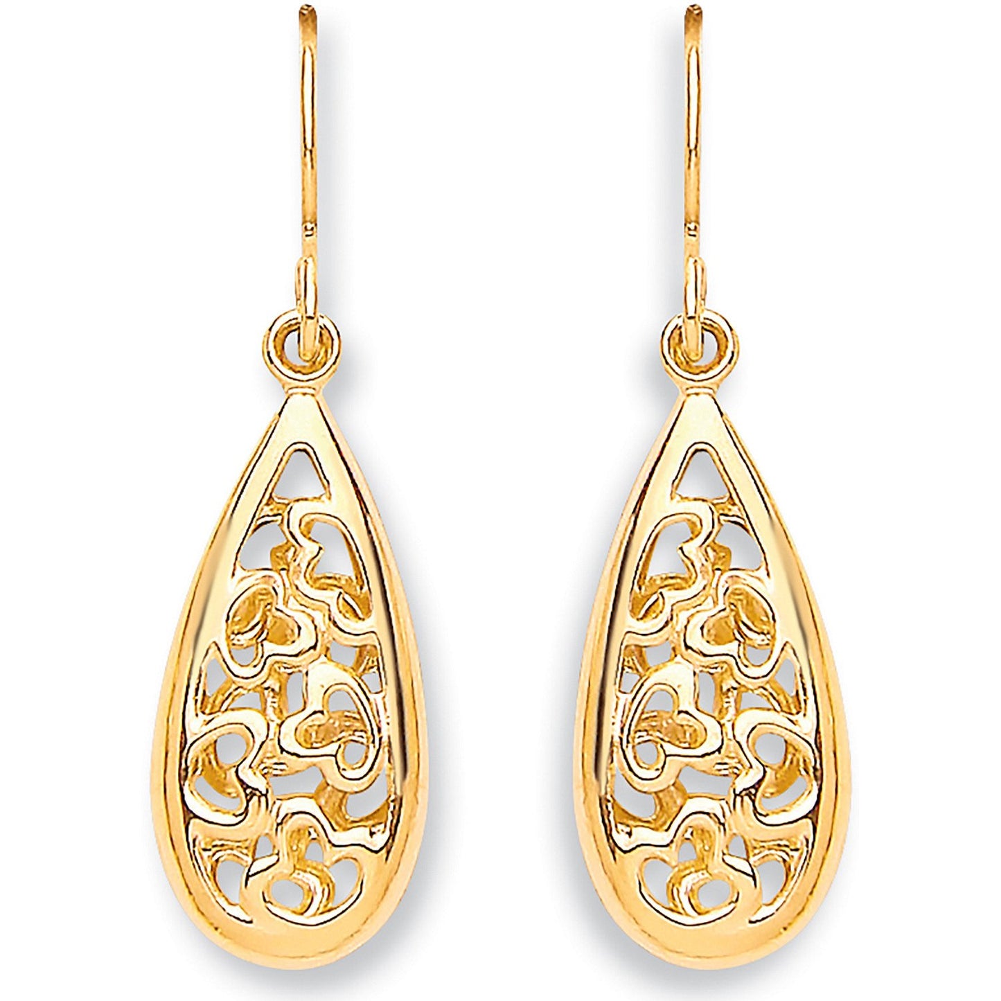 Yellow Gold Hook Oval Drop  Earrings