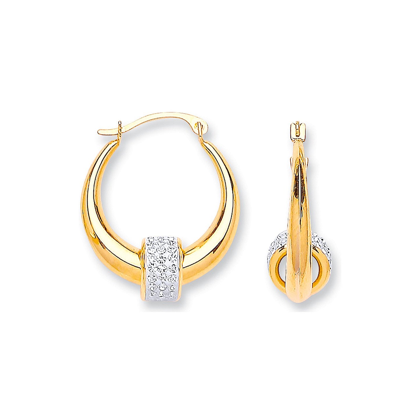 Yellow Gold 18mm Hoop & Crystal Ball  Earrings