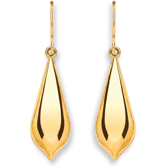 Yellow Gold Pear Shape Drop  Earrings