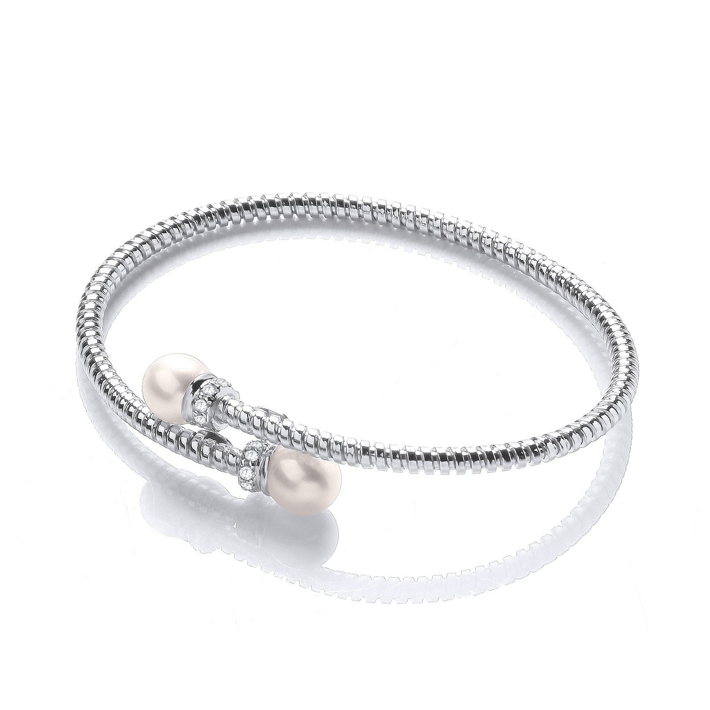 Cross Over Wire Bangle In Silver Rh Plating Or Yellow Gold Plating