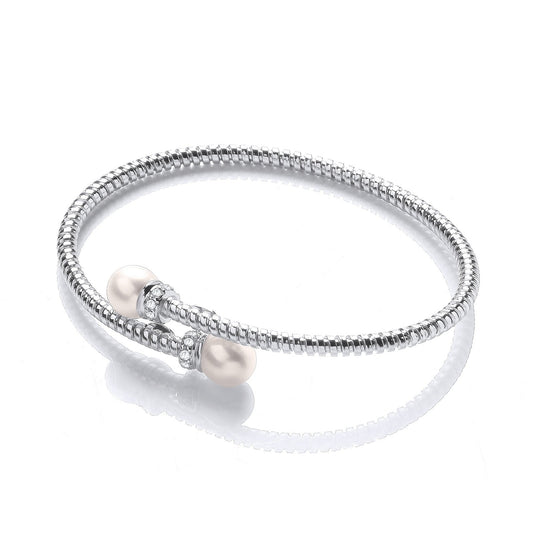 Cross Over Wire Bangle In Silver Rh Plating Or Yellow Gold Plating