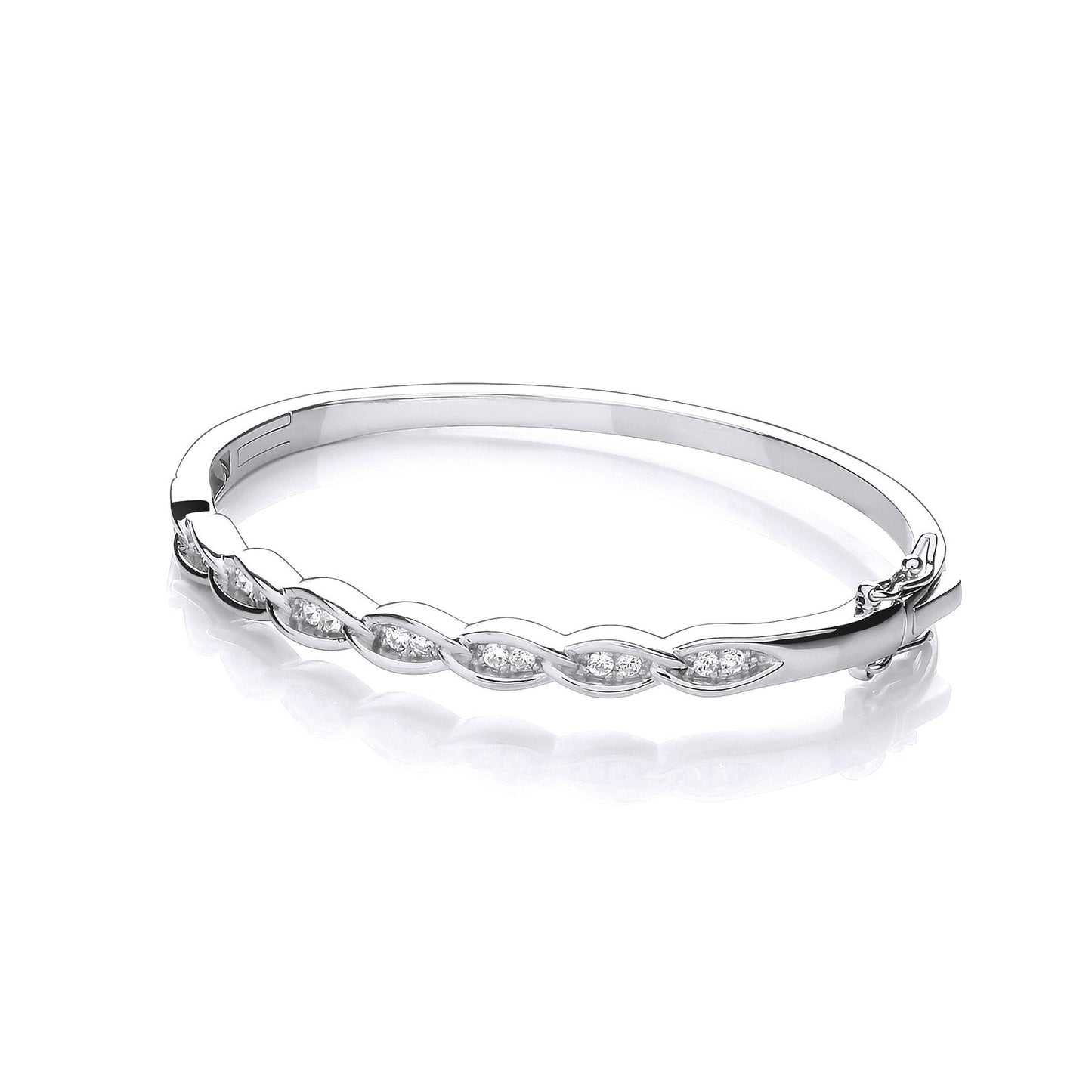 Silver Curb Cubic Zirconia Link J-jaz Bangle