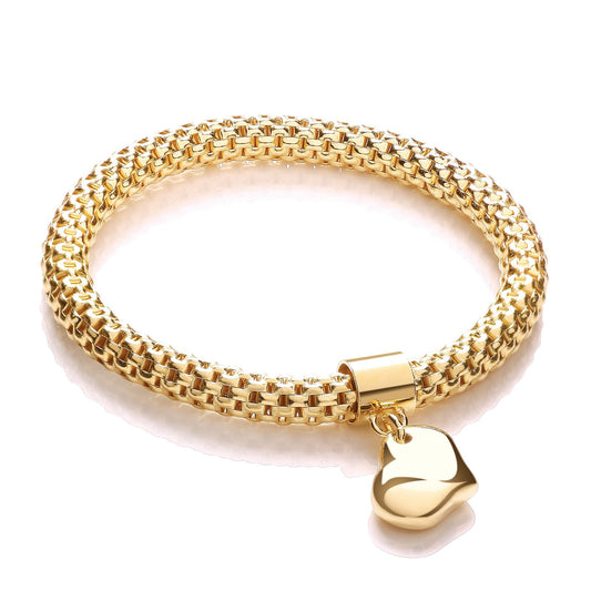 Yellow Mesh With Heart Pendant - Fancy Bracelet