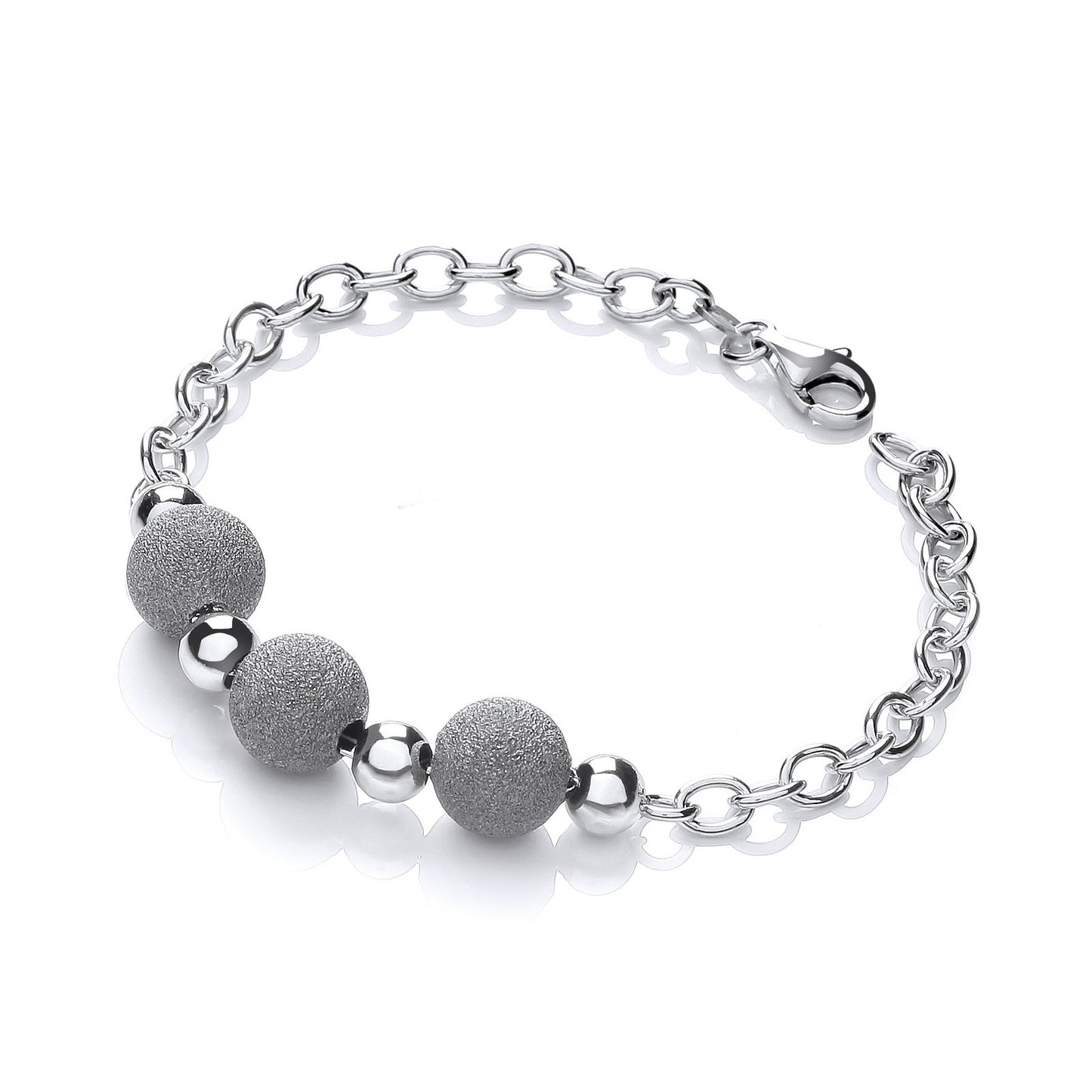Silver With Three Moondust Beads Bracelet